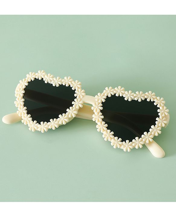 Pine Kids Sunglasses with Floral Design - Beige
