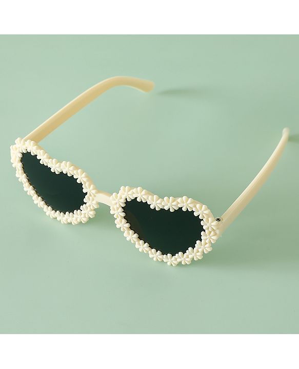 Pine Kids Sunglasses with Floral Design - Beige
