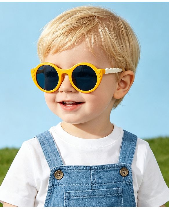 Pine Kids Solid Coloured Round Sunglasses - Yellow