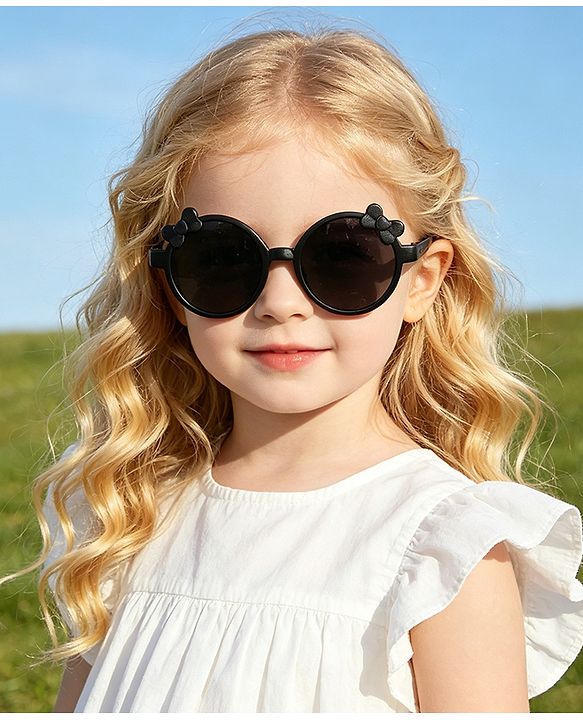Babyhug Solid Coloured Sunglasses With Bow Applique -Black
