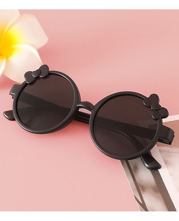 Babyhug Solid Coloured Sunglasses With Bow Applique -Black