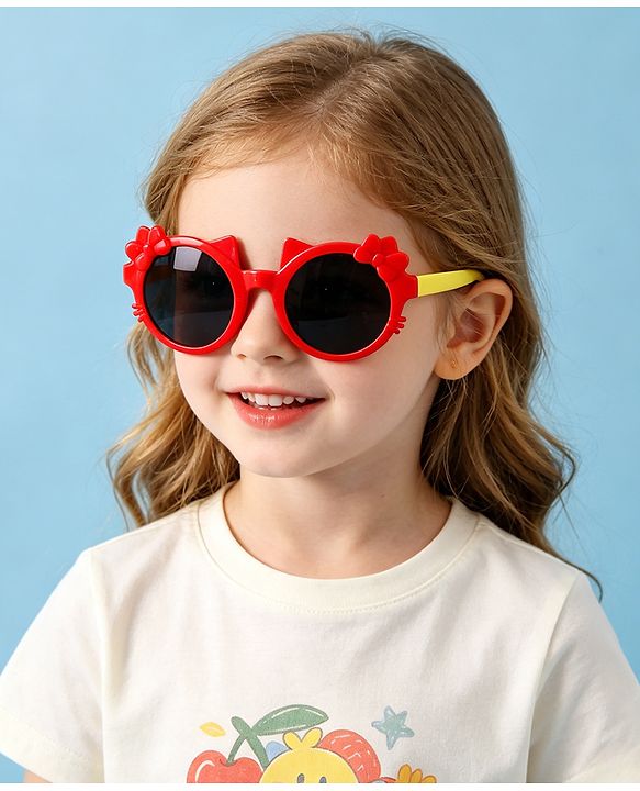 Babyhug Solid Coloured Sunglasses With Bow Design - Red