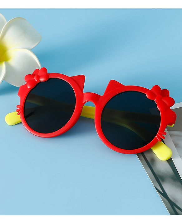 Babyhug Solid Coloured Sunglasses With Bow Design - Red