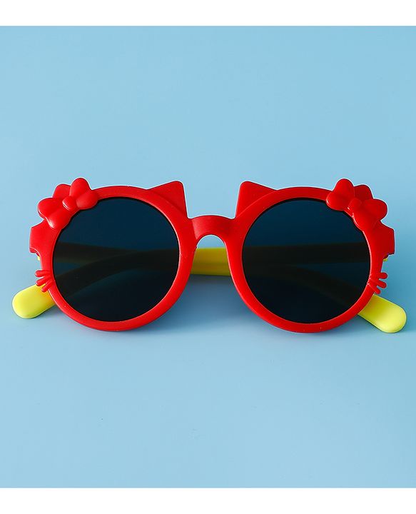 Babyhug Solid Coloured Sunglasses With Bow Design - Red
