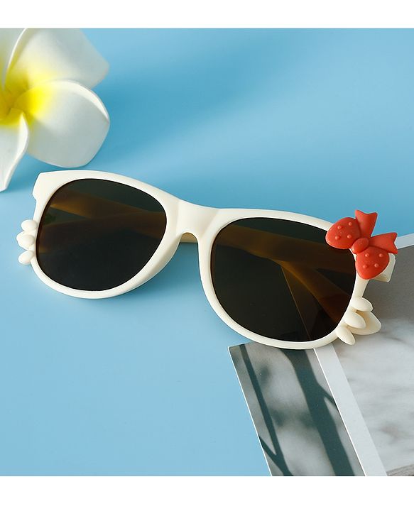 Babyhug Solid Coloured Sunglasses With Bow Design - Beige