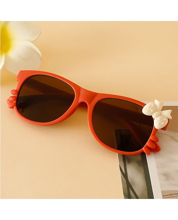 Babyhug Solid Coloured Sunglasses With Bow Design - Beige