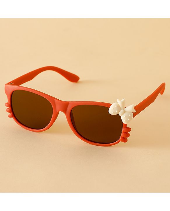 Babyhug Solid Coloured Sunglasses With Bow Design - Beige