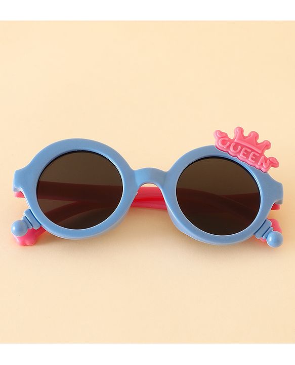 Babyhug Solid Coloured Sunglasses With Crown Applique - Blue