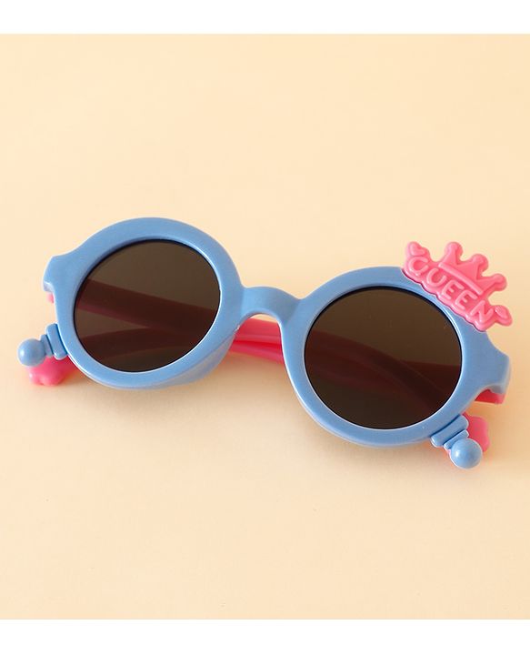 Babyhug Solid Coloured Sunglasses With Crown Applique - Blue