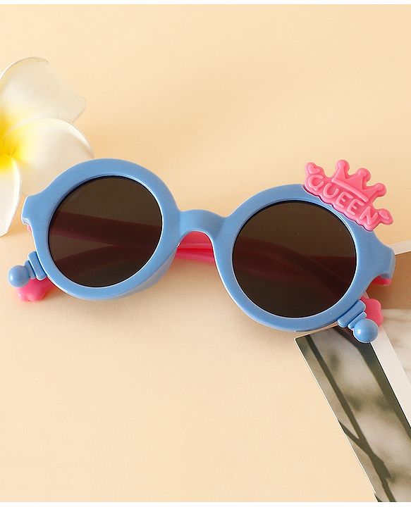 Babyhug Solid Coloured Sunglasses With Crown Applique - Blue