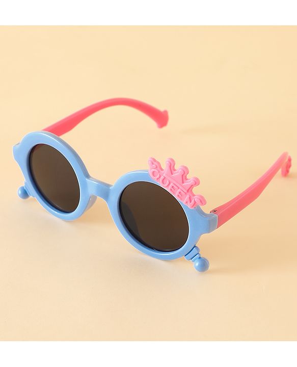 Babyhug Solid Coloured Sunglasses With Crown Applique - Blue