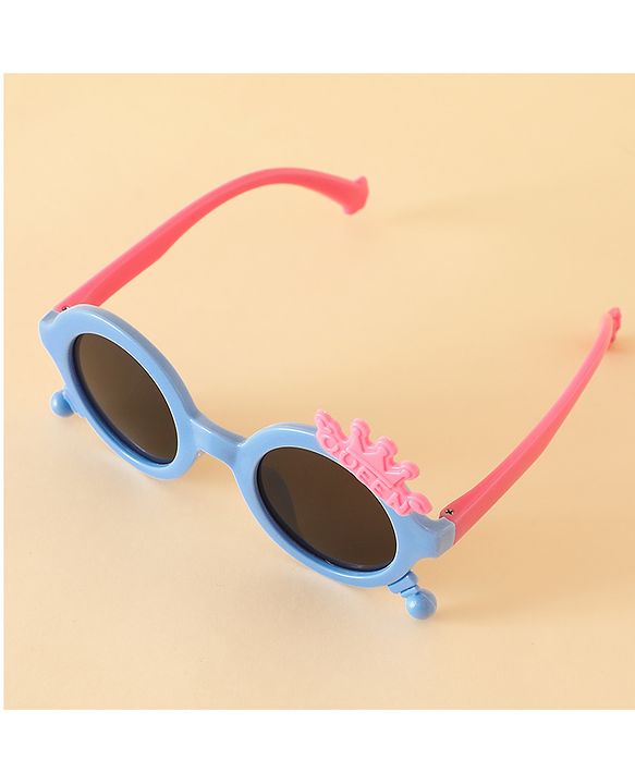 Babyhug Solid Coloured Sunglasses With Crown Applique - Blue