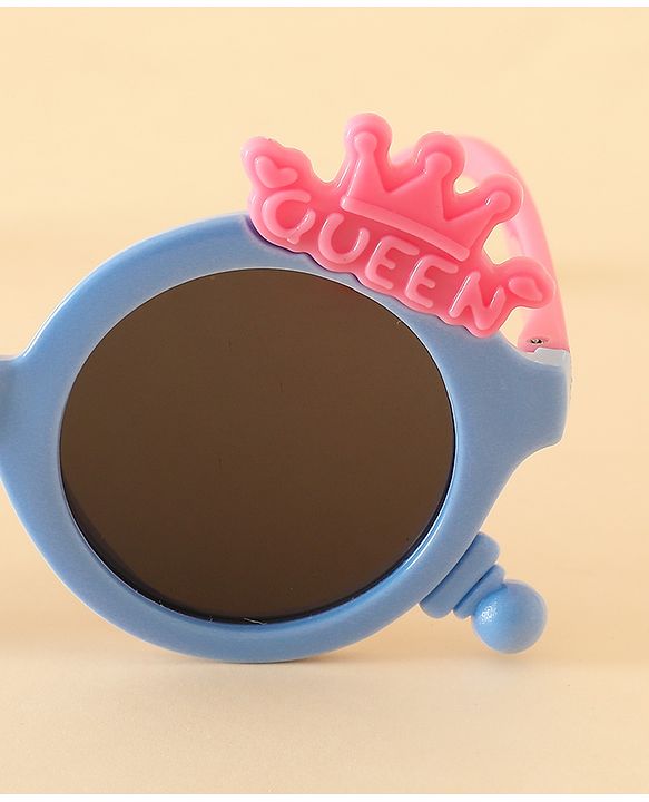 Babyhug Solid Coloured Sunglasses With Crown Applique - Blue