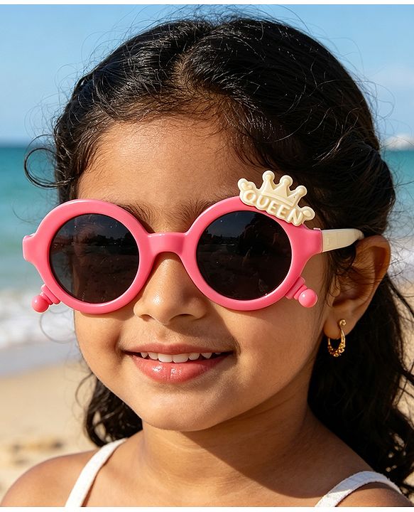 Babyhug Solid Coloured Sunglasses With Crown Applique - Blue