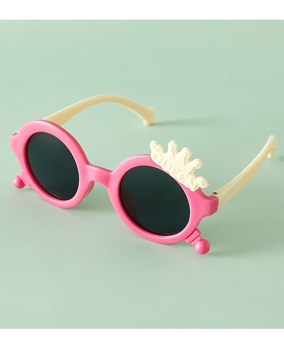 Babyhug Solid Coloured Sunglasses With Crown Applique - Blue