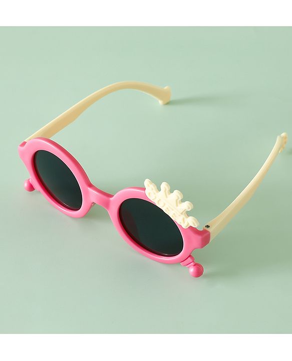 Babyhug Solid Coloured Sunglasses With Crown Applique - Blue