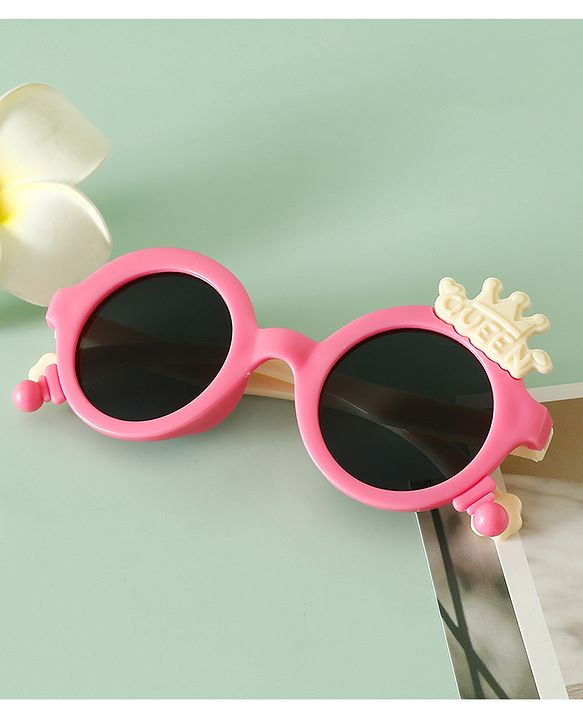 Babyhug Solid Coloured Sunglasses With Crown Applique - Blue