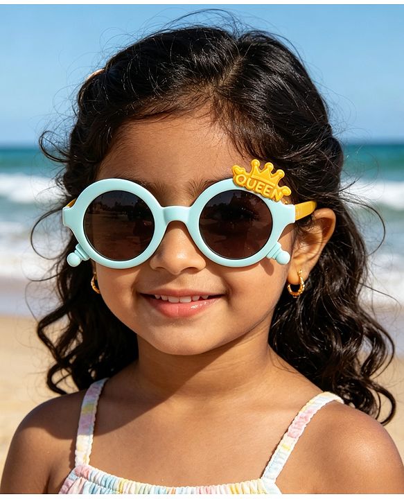 Babyhug Solid Coloured Sunglasses With Crown Applique - Blue