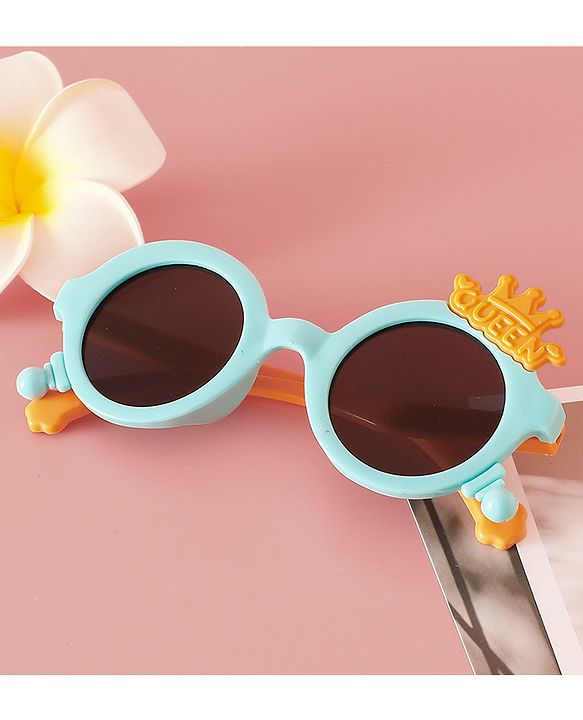 Babyhug Solid Coloured Sunglasses With Crown Applique - Blue