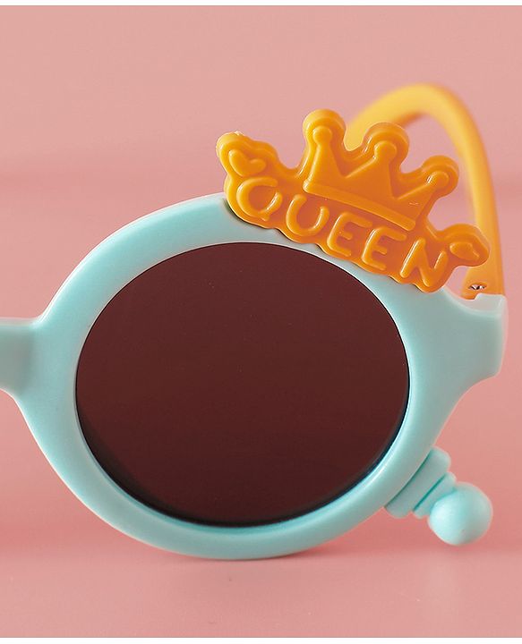 Babyhug Solid Coloured Sunglasses With Crown Applique - Blue