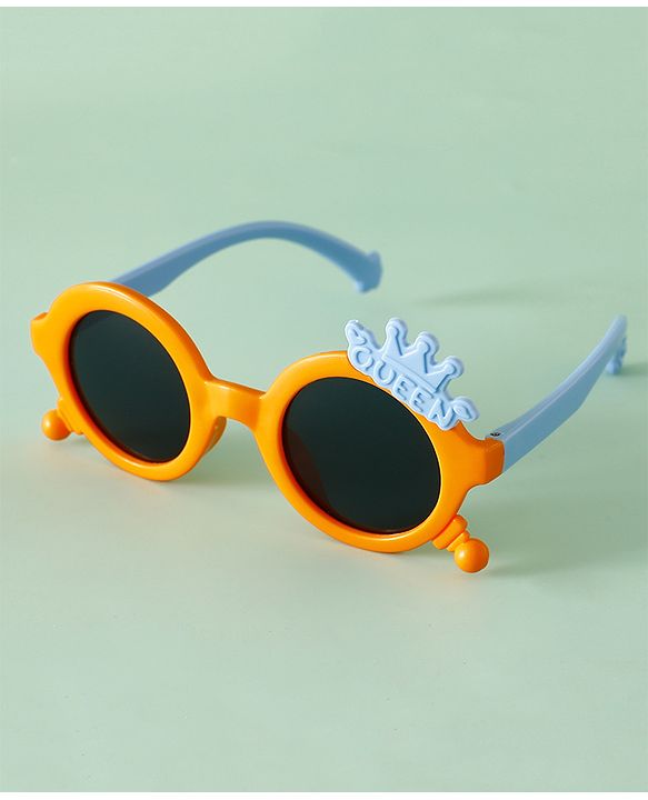 Babyhug Solid Coloured Sunglasses With Crown Applique - Blue