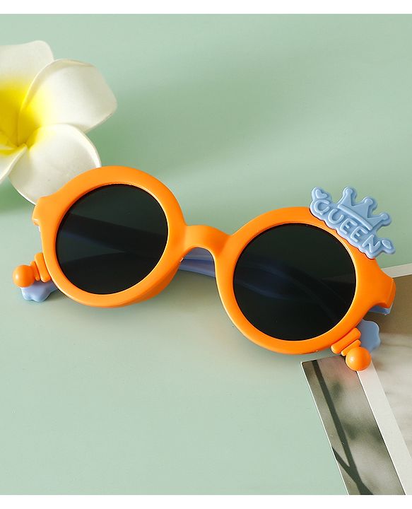 Babyhug Solid Coloured Sunglasses With Crown Applique - Blue