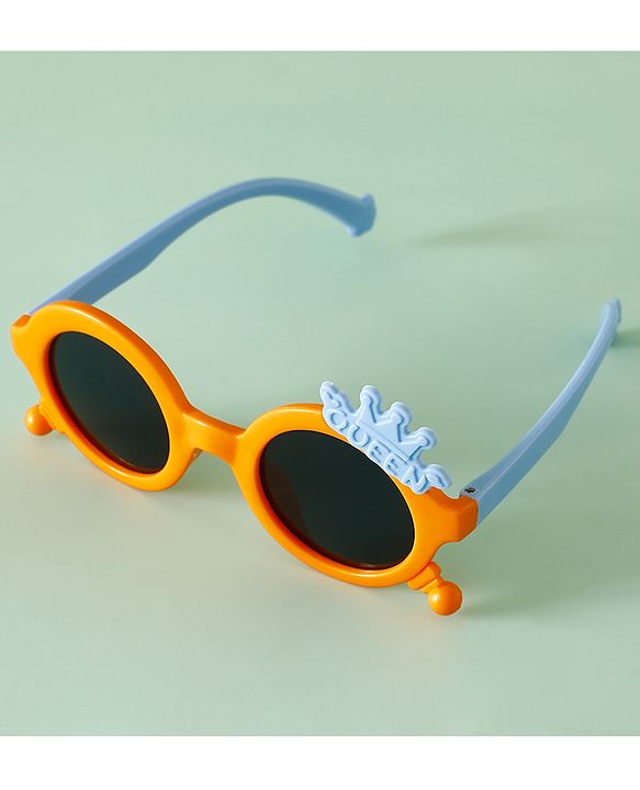 Babyhug Solid Coloured Sunglasses With Crown Applique - Blue