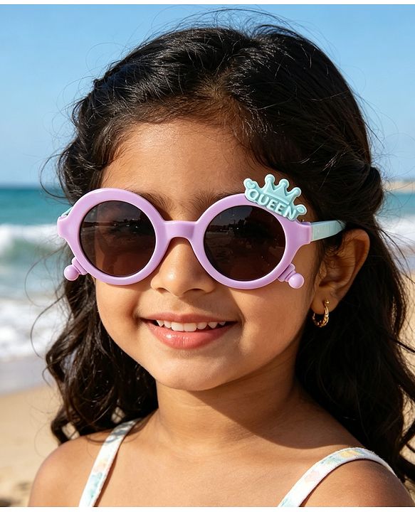 Babyhug Solid Coloured Sunglasses With Crown Applique - Blue