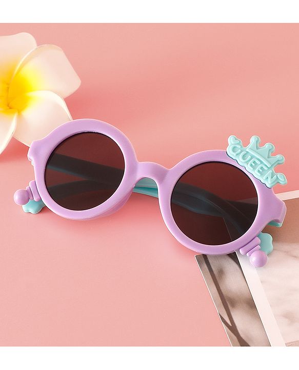Babyhug Solid Coloured Sunglasses With Crown Applique - Blue