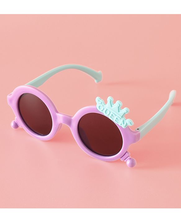 Babyhug Solid Coloured Sunglasses With Crown Applique - Blue