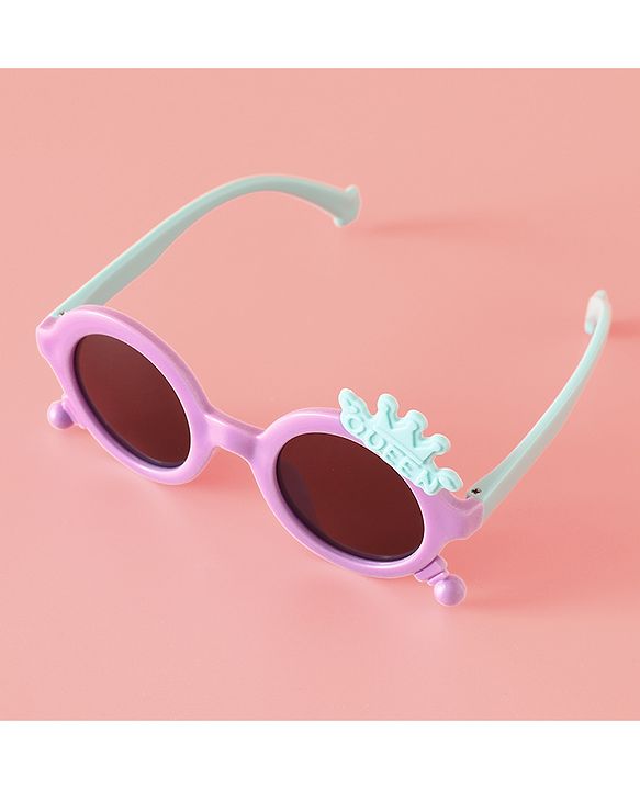 Babyhug Solid Coloured Sunglasses With Crown Applique - Blue