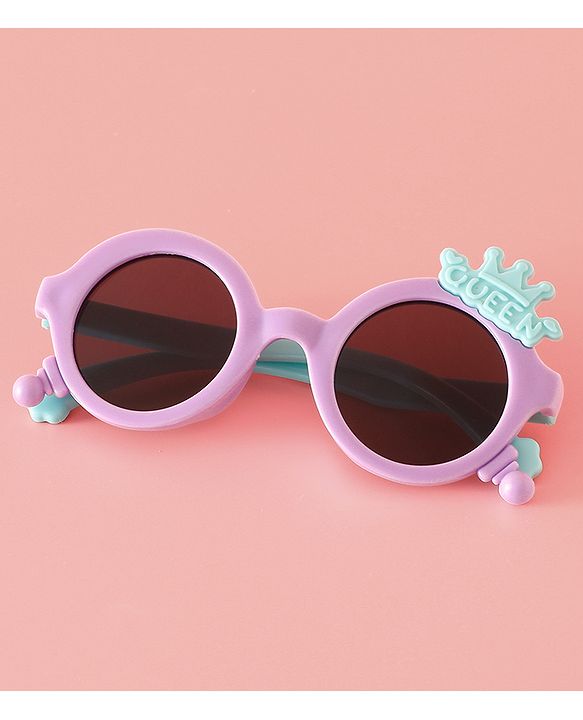 Babyhug Solid Coloured Sunglasses With Crown Applique - Blue