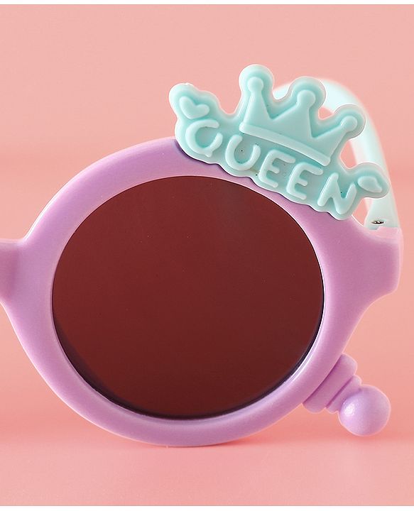 Babyhug Solid Coloured Sunglasses With Crown Applique - Blue