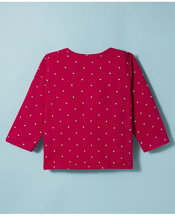 Babyhug Single Jersey Knit Full Sleeves Top & Leggings Set with Polka Dot Print - Maroon & White
