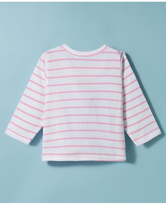 Babyhug Single Jersey Knit Full Sleeves Top & Leggings Set with Stripes - Pink