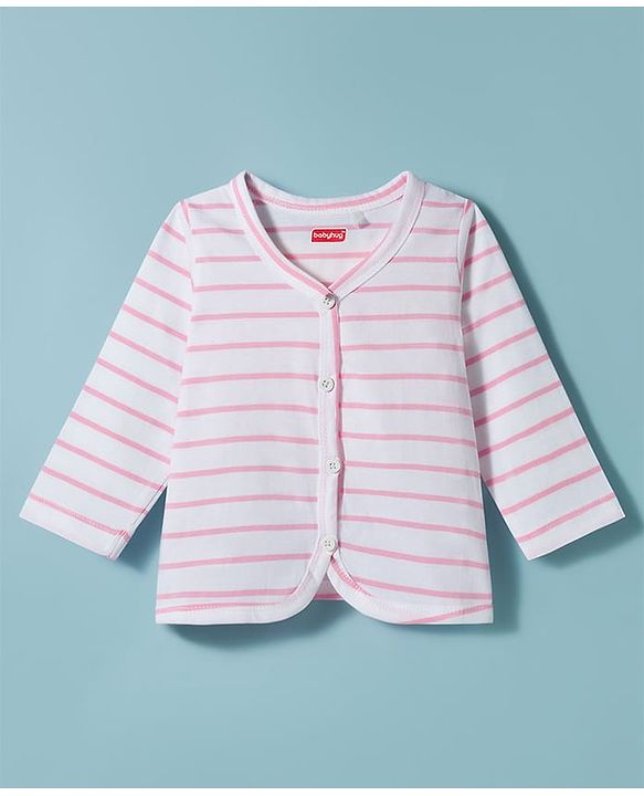 Babyhug Single Jersey Knit Full Sleeves Top & Leggings Set with Stripes - Pink