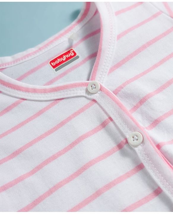 Babyhug Single Jersey Knit Full Sleeves Top & Leggings Set with Stripes - Pink