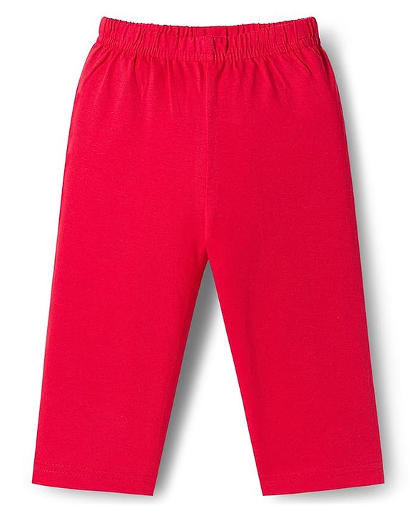 Babyhug Single Jersey Knit Full Sleeves Floral Printed Top & Leggings Set - Red
