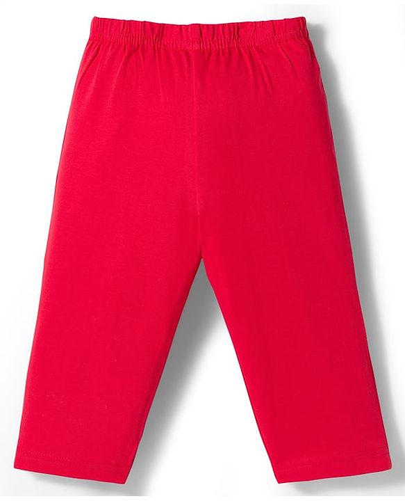 Babyhug Single Jersey Knit Full Sleeves Floral Printed Top & Leggings Set - Red