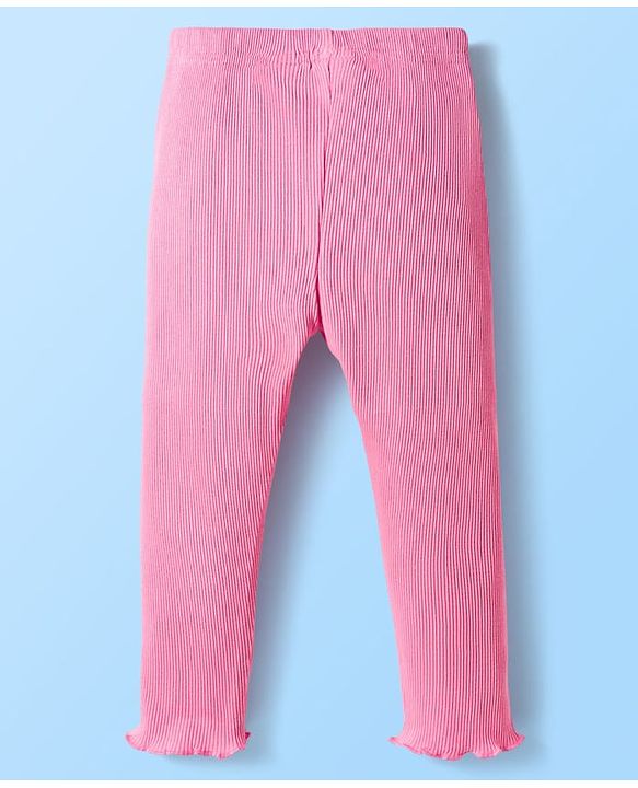 Babyhug Singel Jersey Knit Sleeveless Top & Leggings Set with Floral Print & Bow Applique - Pink
