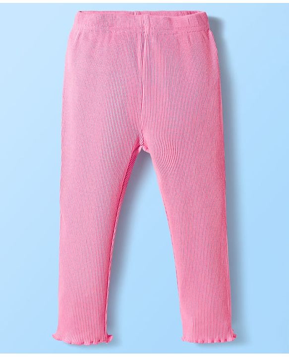 Babyhug Singel Jersey Knit Sleeveless Top & Leggings Set with Floral Print & Bow Applique - Pink