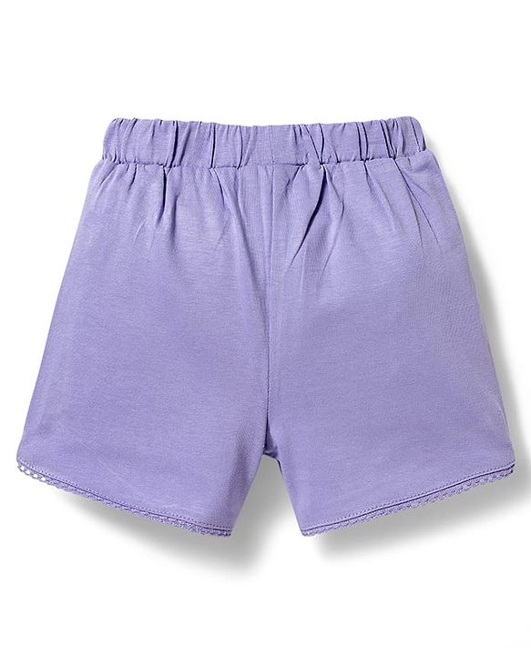 Babyhug Single Jersey Knit Sleeveless Top & Shorts Set with Floral Print - White & Lavender