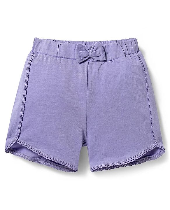 Babyhug Single Jersey Knit Sleeveless Top & Shorts Set with Floral Print - White & Lavender