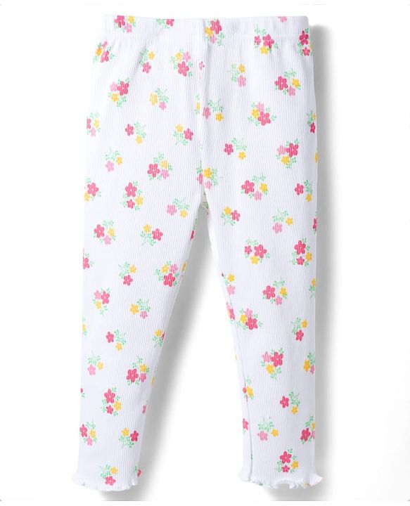Babyhug Single Jersey Knit Half Sleeves Top & Leggings Set with Floral Print - Dark Pink