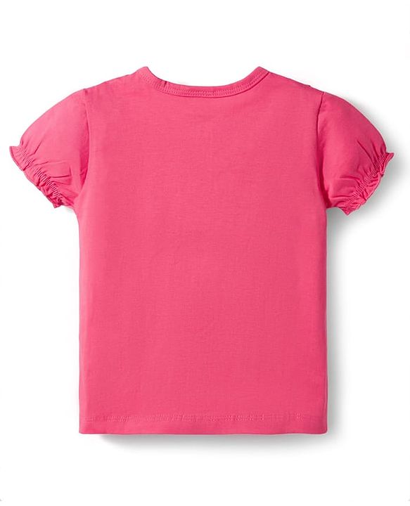 Babyhug Single Jersey Knit Half Sleeves Top & Leggings Set with Floral Print - Dark Pink