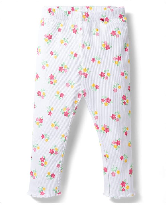 Babyhug Single Jersey Knit Half Sleeves Top & Leggings Set with Floral Print - Dark Pink