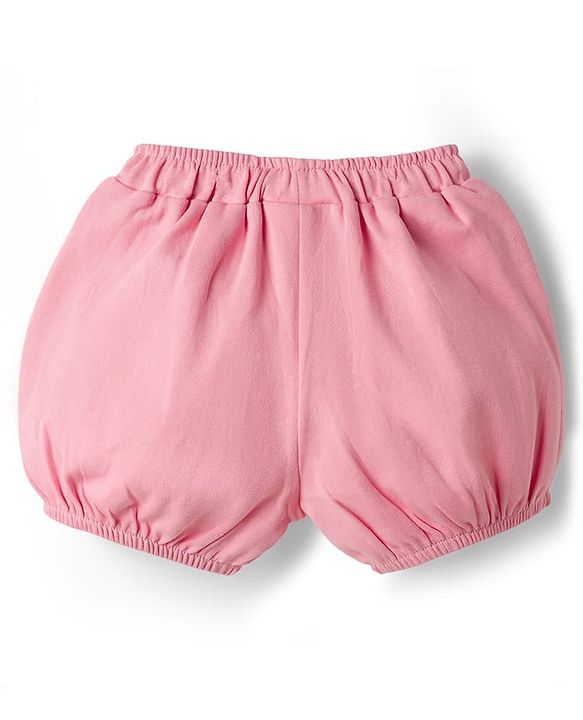 Babyhug Single Jersey Knit Sleeveless Floral Printed Top with Bow Applique & Shorts - Pink