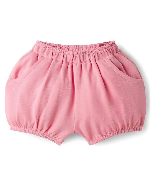 Babyhug Single Jersey Knit Sleeveless Floral Printed Top with Bow Applique & Shorts - Pink