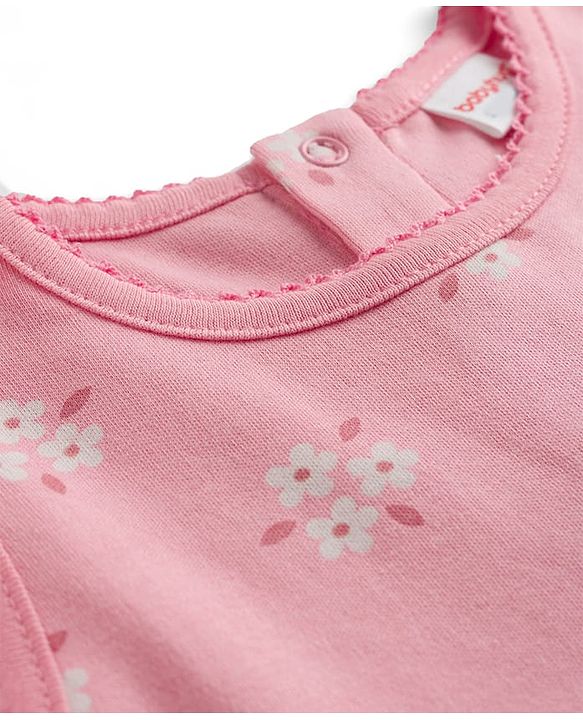 Babyhug Single Jersey Knit Sleeveless Floral Printed Top with Bow Applique & Shorts - Pink