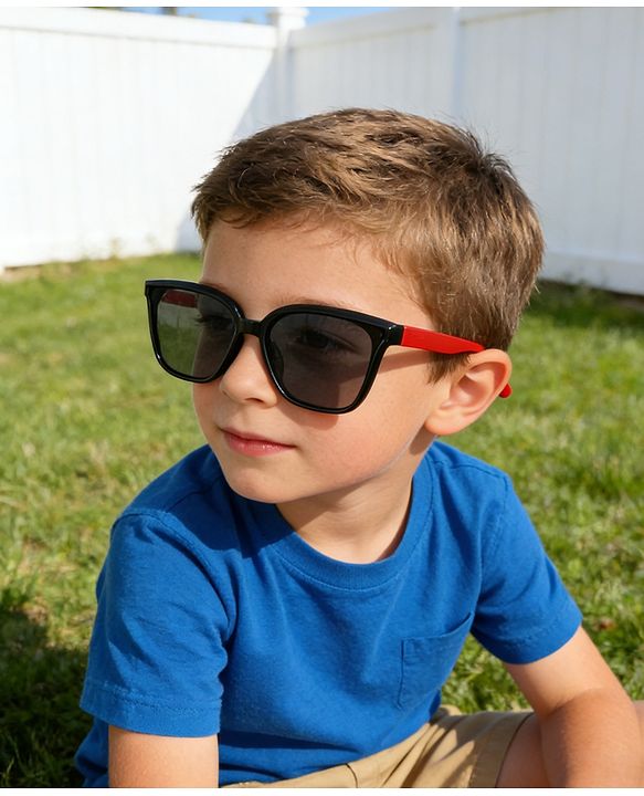 Babyhug TPE Solid Sunglasses For Kids - Black & Red